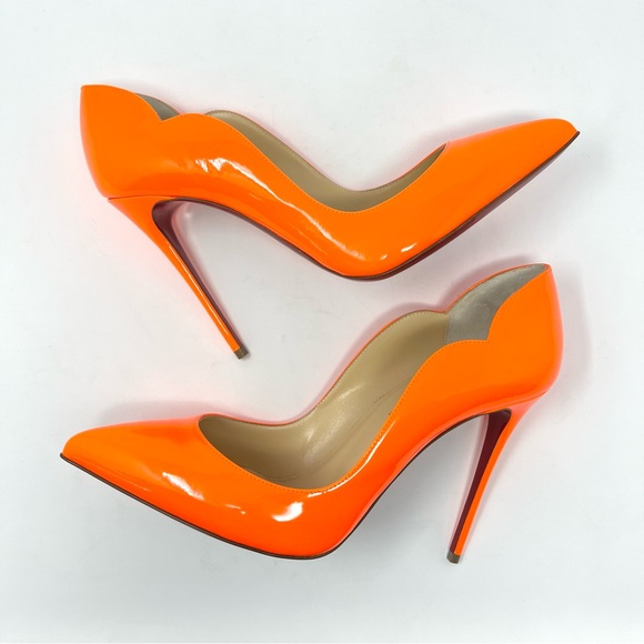 NEW Christian Louboutin Hot Chick Patent Leather High Heels Orange 40.5 10.5 - Picture 4 of 10